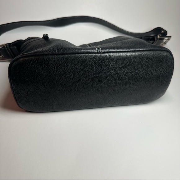 Tignanello Shoulder Bag Black Genuine Leather Pebble Purse Y2K Moto Classic - Picture 4 of 14